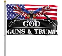 Tump 2024 Bandiera 3x5 Outdoor God Guns and Tump Flag 150D Premium Poliestere Tump US American Patriotic Aquila Bandiere con occhielli in ottone per esterni e interni pareti della stanza