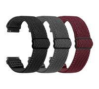 TumpCez Cinturino elastico, 16 mm, 18 mm, 19 mm, 20 mm, 22 mm, 24 mm, chiusura rapida, in nylon, regolabile, traspirante, per uomo e donna, nero+grigio+vino rosso, 18mm, Sportivo
