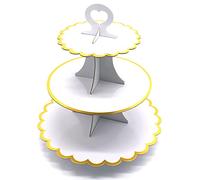 Tumtanm Alzata per cupcake in cartone a 3 ripiani, usa e getta, per feste, matrimoni, feste di compleanno, colore bianco