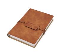 tumuarta Deckle Edge - Blocco da disegno in carta acquerellabile, con bordo a foglie, copertina in pelle vintage, 100% cotone, 300 g/m², 24 fogli, diario fatto a mano (marrone, 19 x 13 cm)