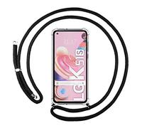 Tumundosmartphone Cover Ciondolo Trasparente per LG K51s con Cordino - Nero