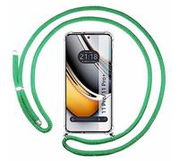 Tumundosmartphone Cover Ciondolo Trasparente per Realme 11 Pro/11 Pro + Plus Con Corda Verde Acqua