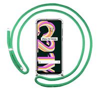 Tumundosmartphone Cover Ciondolo Trasparente per Realme C21Y/C25Y Con Cordino - Verde Acqua