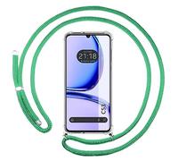 Tumundosmartphone Cover Ciondolo Trasparente per Realme C53 Con Corda Verde Acqua