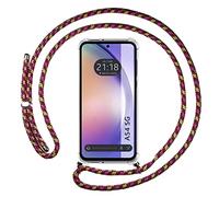 Tumundosmartphone Cover Ciondolo Trasparente per Samsung Galaxy A54 5G Con Cordino Rosa/Dorato
