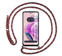 Tumundosmartphone Cover Ciondolo Trasparente per Xiaomi Redmi Note 12S Con Cordino Rosa/Dorato