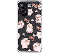 Tumundosmartphone Cover Silicone Anti Colpi per Samsung Galaxy A52/A52 5G Disegno Disegni - Maiali