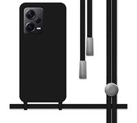 Tumundosmartphone Cover Silicone Liquido Con Cordino per Xiaomi Redmi Note 12 Pro + Plus 5G Colore Nera