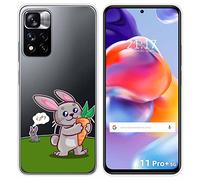 Tumundosmartphone Cover Silicone Trasparente per Xiaomi Redmi Note 11 Pro + Plus 5G Disegno Coniglio Disegni