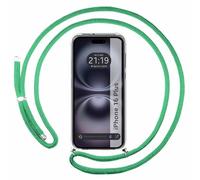 Tumundosmartphone Custodia a sospensione trasparente per iPhone 16 Plus (6.7) con cordino nero