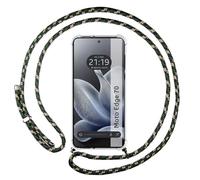 Tumundosmartphone Custodia a sospensione trasparente per Motorola Edge 70 5G con cordino verde/oro