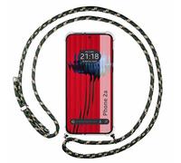 Tumundosmartphone Custodia a sospensione trasparente per Nothing Phone 2A 5G con cordino verde/oro