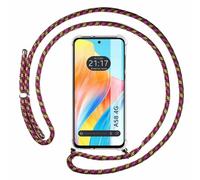 Tumundosmartphone Custodia a sospensione trasparente per OPPO A58 4G con cordino rosa/oro