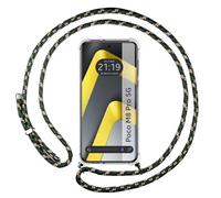 Tumundosmartphone Custodia a sospensione trasparente per Xiaomi Poco M8 Pro 5G con cordino verde/oro