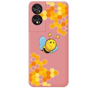 Tumundosmartphone Custodia in silicone liquido rosa per TCL 50 SE disegno ape disegni