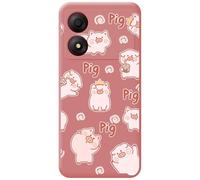 Tumundosmartphone Custodia in silicone liquido rosa per Zte Blade A34 4G design maiali disegni