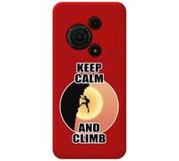 Tumundosmartphone Custodia in silicone liquido rosso per TCL 60 SE Design Uomo Arrampicata Disegni