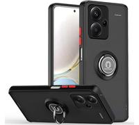 Tumundosmartphone Custodia opaca con bordo nero e anello girevole 360 per Xiaomi Redmi Note 13 Pro+ Plus 5G