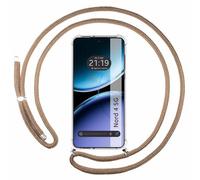 Tumundosmartphone Custodia sospesa trasparente per Oneplus Nord 4 5G con cordon cammello