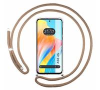 Tumundosmartphone Custodia sospesa trasparente per OPPO A58 4G con cordon cammello