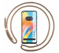 Tumundosmartphone Custodia sospesa trasparente per OPPO A78 4G con cordon cammello