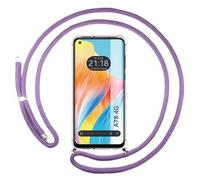 Tumundosmartphone Custodia sospesa trasparente per OPPO A78 4G con cordone viola