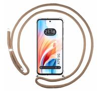 Tumundosmartphone Custodia sospesa trasparente per OPPO A79 5G con cordon cammello