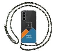 Tumundosmartphone Custodia trasparente con ciondolo per Samsung Galaxy A27 5G con cordino verde/oro, disegno personalizzato