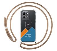 Tumundosmartphone Custodia trasparente con ciondolo per Xiaomi Redmi 17 4G / 5G con cordino cammello con disegno personalizzato