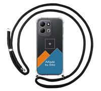 Tumundosmartphone Custodia trasparente con ciondolo per Xiaomi Redmi 17 4G / 5G con cordino nero, disegno personalizzato