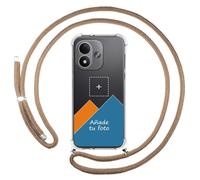 Tumundosmartphone Custodia trasparente con ciondolo per Xiaomi Redmi Note 17 4G / 5G con cordino cammello con disegno personalizzato