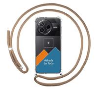 Tumundosmartphone Personalizza la tua custodia a sospensione trasparente per Xiaomi Poco F7 Pro 5G con cordon cammello disegno personalizzato