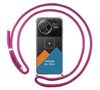 Tumundosmartphone Personalizza la tua custodia a sospensione trasparente per Xiaomi Poco F7 Ultra 5G con cordino rosa fucsia disegno personalizzato