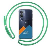 Tumundosmartphone Personalizza la tua custodia sospesa trasparente per Vivo Y19s con cordino verde acqua disegno personalizzato