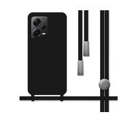 Tumundosmartphone Cover Silicone Liquido Con Cordino per Xiaomi Redmi Note 12 Pro + Plus 5G Colore Nera