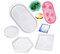 TuNan 4 Pezzi Stampi Silicone per Colata Resina Epossidica, per Fai da Te Fare Sottobicchieri,Piatto Portagioielli,Vassoio,Portacandele,Tappetino per Ciotola