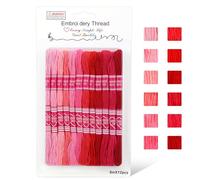 Tundi Filo da ricamo, 12 fili di filo da ricamo della serie rossa, filo per punto croce, per braccialetti e ricami