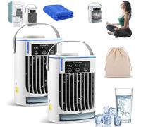 Tundra Freeze Portable Ac, Tundra Freeze - 2025 New 3-in-1 Mini Air Cooler, TundraFreeze Air Cooler with 3 Wind Speeds and 3 Mist Adjustment, 500ml Large Water Tank for Home, Office, Bedroom (2 Pcs)