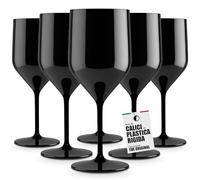 TUNDRA - Set 6 Calici in Plastica | CROISIERE 25cl. | INFRANGIBILI, in SAN (Plastica Rigida), Riutilizzabili e Lavabili in lavastoviglie, per VINO, ACQUA, COCKTAIL, Flute CHAMPAGNE, (Nero)