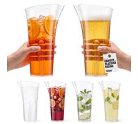 TUNDRA - Set 6 Caraffe in PLASTICA RIGIDA Trasparenti 1lt. - INFRANGIBILI | Brocche ERGONOMICHE 1 Litro in Plastica (PP) - BPA-Free, Riutilizzabili, Lavabili in Lavastoviglie - Per Acqua, Spritz, Birra
