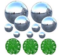 Tundwhite Set di 9 palline galleggianti per mini laghetto con 3 galleggianti, mini laghetto decorativo argento