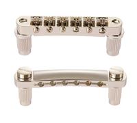 Tune-O-Matic - Set di ponticello e barra di arresto per chitarra elettrica Tune-O-Matic, con clip di chiusura, per Les Paul/SG/ES/Dot Nickel