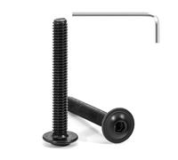 Tunejoy 20 Pezzi Viti a Testa Bombata con Flangia M4 x 30 mm Nero Vite a Testa Esagonale Bulloni in Acciaio Inox A2 V2A Viti a Brugola con Chiavi a Esagono Filettatura Completa
