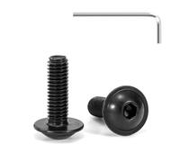 Tunejoy 20 Pezzi Viti a Testa Bombata con Flangia M5 x 16 mm Nero Vite a Testa Esagonale Bulloni in Acciaio Inox A2 V2A Viti a Brugola con Chiavi a Esagono Filettatura Completa