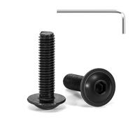 Tunejoy 20 Pezzi Viti a Testa Bombata con Flangia M5 x 20 mm Nero Vite a Testa Esagonale Bulloni in Acciaio Inox A2 V2A Viti a Brugola con Chiavi a Esagono Filettatura Completa