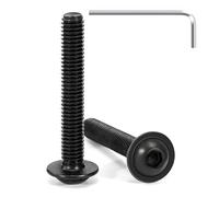 Tunejoy 20 Pezzi Viti a Testa Bombata con Flangia M6 x 40 mm Nero Vite a Testa Esagonale Bulloni in Acciaio Inox A2 V2A Viti a Brugola con Chiavi a Esagono Filettatura Completa