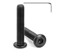 Tunejoy 20 Pezzi Viti a Testa Piatta M8 x 40 mm Nero Vite a Testa Esagonale Bulloni in Acciaio Inox A2 V2A Bulloni per Mobili con Chiavi a Esagono Filettatura Completa
