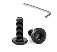Tunejoy 20 Pezzi Viti a Testa Piatta Torx Nero M4 x 12 mm Vite a Testa Esagonale Bulloni in Acciaio Inox A2 V2A Bulloni per Mobili con Chiavi a T20 Filettatura Completa