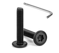 Tunejoy 20 Pezzi Viti a Testa Piatta Torx Nero M5 x 25 mm Vite a Testa Esagonale Bulloni in Acciaio Inox A2 V2A Bulloni per Mobili con Chiavi a T25 Filettatura Completa