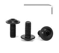 Tunejoy 30 Pezzi Viti a Testa Bombata con Flangia M5 x 12 mm Nero Vite a Testa Esagonale Bulloni in Acciaio Inox A2 V2A Viti a Brugola con Chiavi a Esagono Filettatura Completa